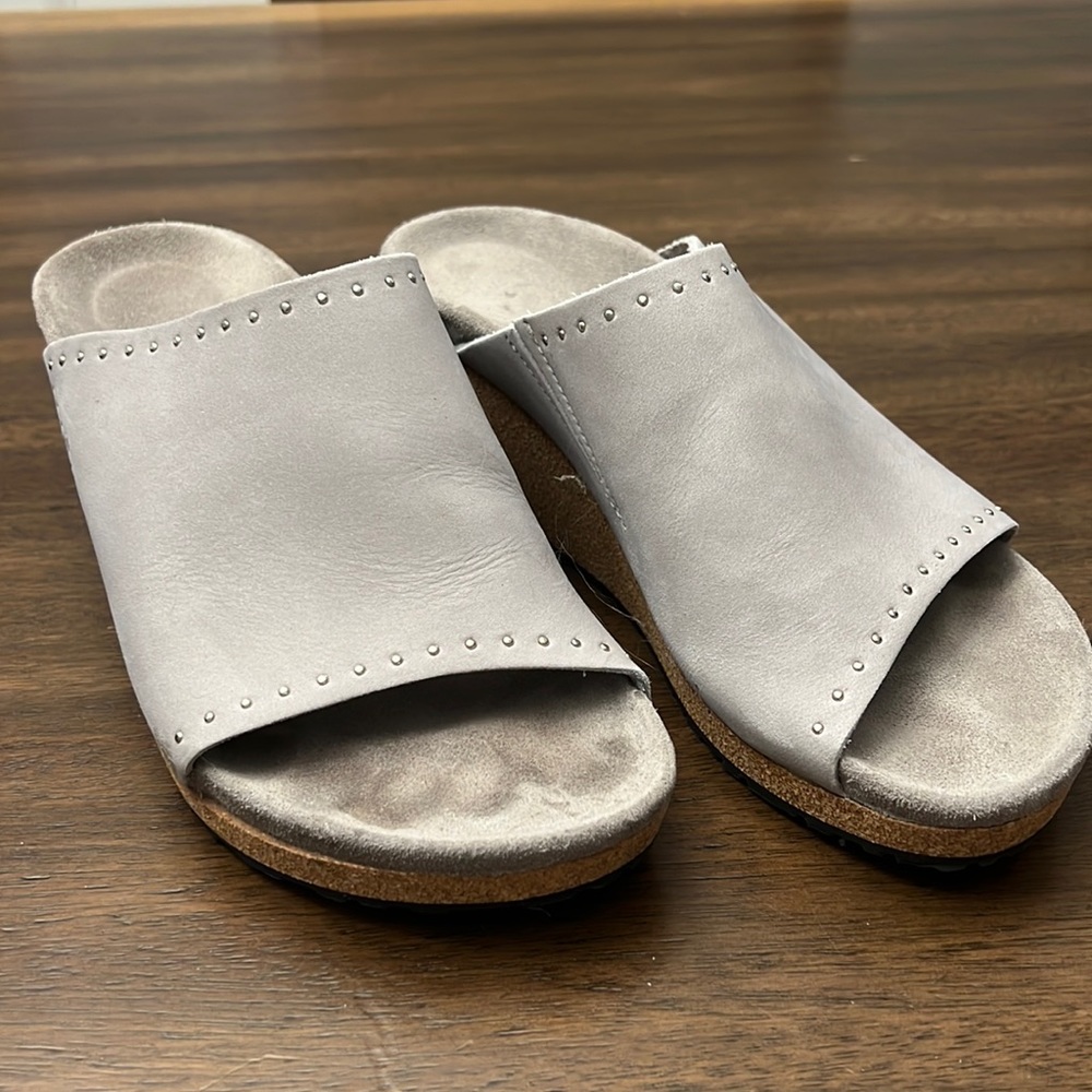 Papillio grey suede wedge sandals